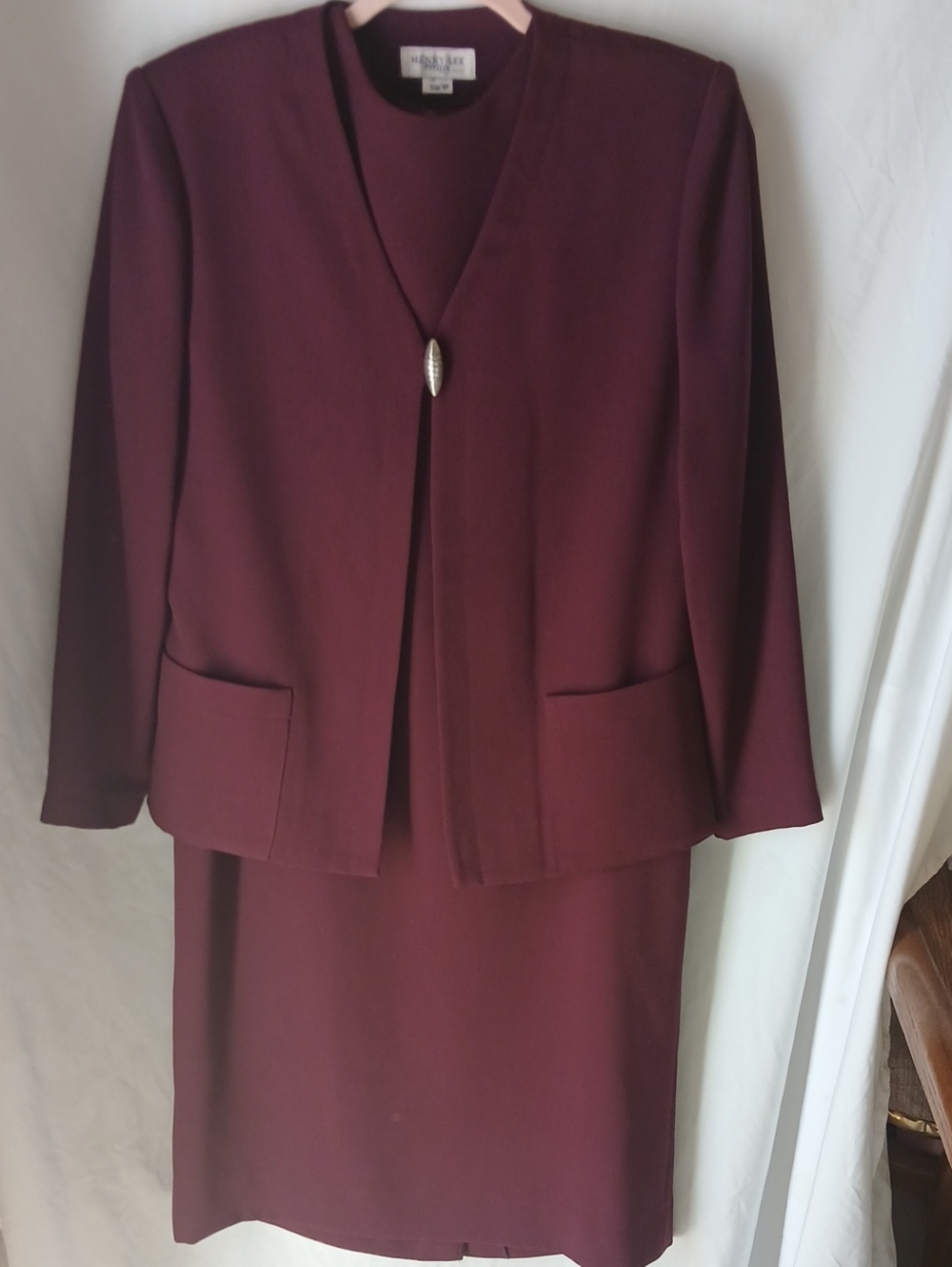 Heney Lee Women's Plum Button-Front Blazer & Dress Set